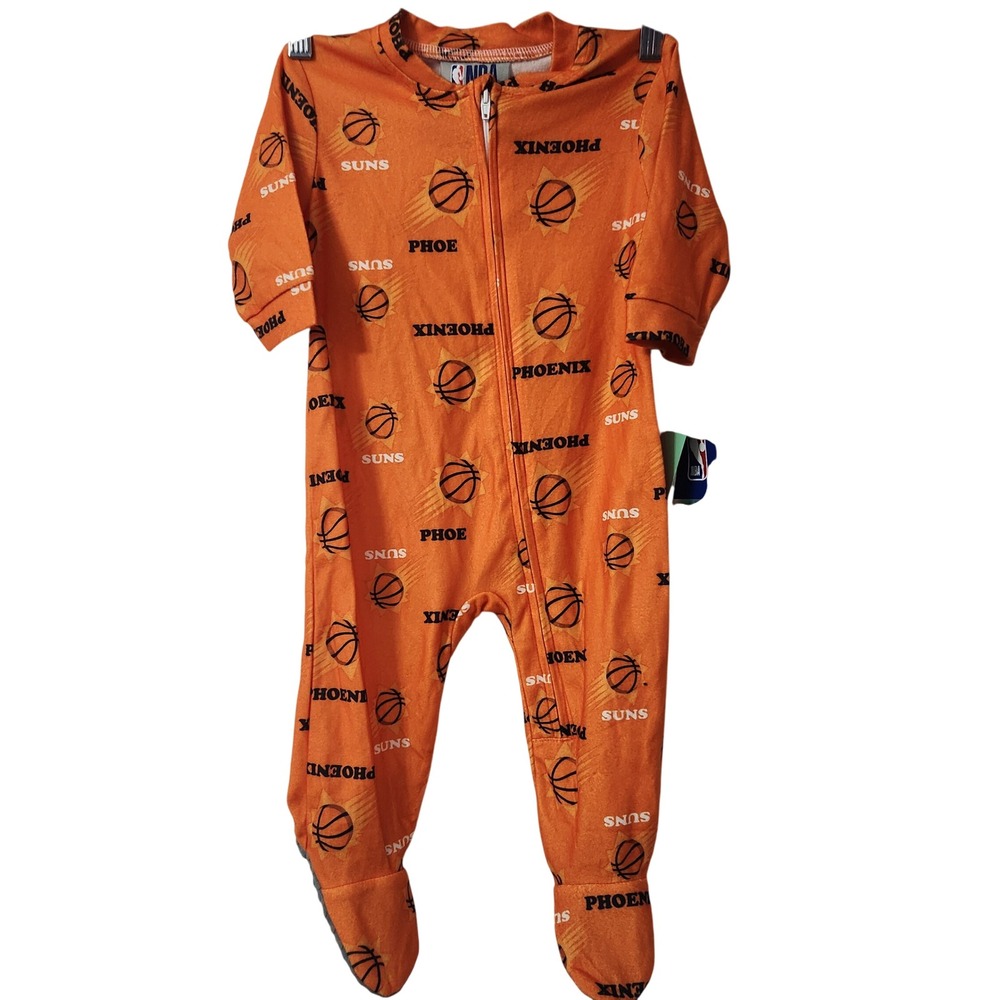 NBA Phoenix Suns 6/9 months flannel footie‎ one piece pajama set  NEW WITH TAGS